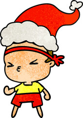 christmas textured cartoon of kawaii boy