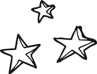 black and white cartoon decorative stars doodle