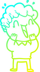 cold gradient line drawing cartoon happy man