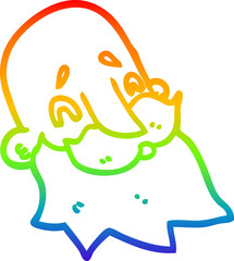rainbow gradient line drawing cartoon bearded man