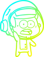 cold gradient line drawing cartoon surprised astronaut