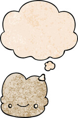 cartoon cloud and thought bubble in grunge texture pattern style