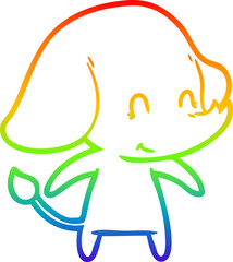 Obraz premium rainbow gradient line drawing cute cartoon elephant