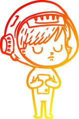 warm gradient line drawing cartoon astronaut woman