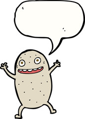 cartoon happy potato with speech bubble