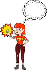 thought bubble cartoon rock girl