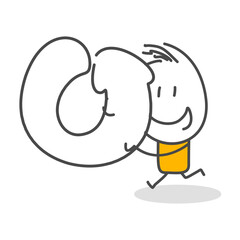 Stick figures. Arrow Steering Post. Isolated on white background. Hand drawn Doodle Line Art Cartoon Design character.