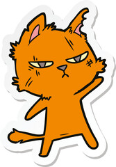 sticker of a tough cartoon cat