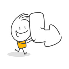 Stick figures. Arrow Steering Post. Isolated on white background. Hand drawn Doodle Line Art Cartoon Design character.