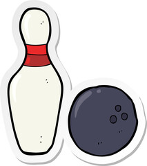 sticker of a ten pin bowling cartoon