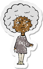 retro distressed sticker of a cartoon old lady