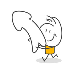 Stick figures. Arrow Steering Post. Isolated on white background. Hand drawn Doodle Line Art Cartoon Design character.