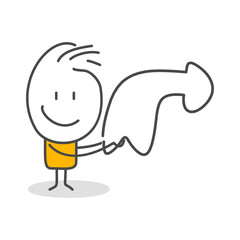 Stick figures. Arrow Steering Post. Isolated on white background. Hand drawn Doodle Line Art Cartoon Design character.