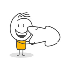 Stick figures. Arrow Steering Post. Isolated on white background. Hand drawn Doodle Line Art Cartoon Design character.