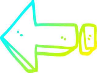 Fototapeta premium cold gradient line drawing cartoon arrow pointing direction