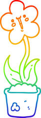 rainbow gradient line drawing cute cartoon flower