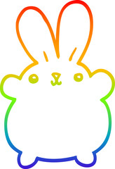 rainbow gradient line drawing cute cartoon rabbit