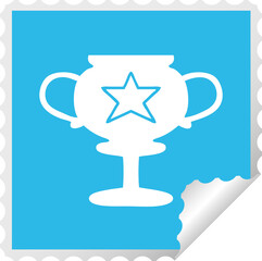 square peeling sticker cartoon gold trophy