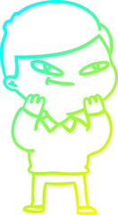 cold gradient line drawing cartoon boy