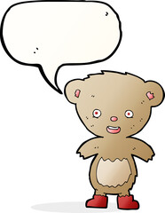 cartoon teddy bear with speech bubble