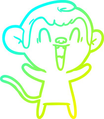 cold gradient line drawing cartoon laughing monkey