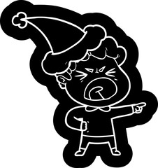 cartoon icon of a furious man wearing santa hat