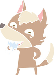 flat color style cartoon hungry wolf