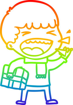recommend clip art: rainbow gradient line drawing cartoon laughing man