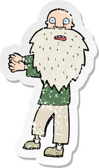 retro distressed sticker of a cartoon bearded old man