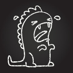 Crying Dinosaur Chalk Drawing