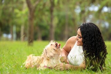 brazilian girl with her pet dog, bond, friendship, love, companionship, responsibility