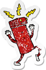 retro distressed sticker of a cartoon robot