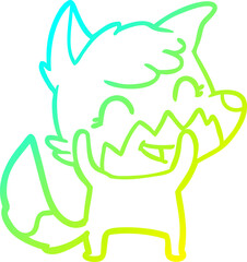 cold gradient line drawing happy cartoon fox