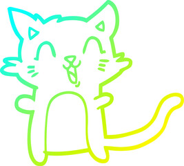 cold gradient line drawing cartoon happy cat