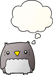 cute cartoon owl and thought bubble in smooth gradient style