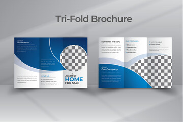 Real Estate Tri-fold Brochure Template Cover Modern Layout, Poster, Flyer in A4 Size