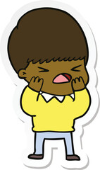 sticker of a cartoon stressed man