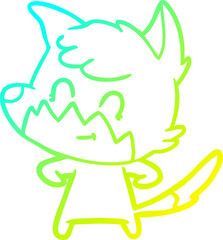 cold gradient line drawing cartoon friendly fox