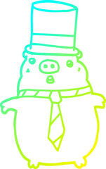 cold gradient line drawing cartoon business pig