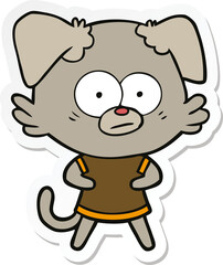 sticker of a nervous dog cartoon