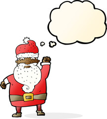 cartoon angry santa claus with thought bubble
