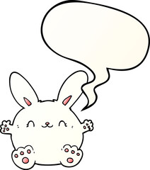 cute cartoon rabbit and speech bubble in smooth gradient style