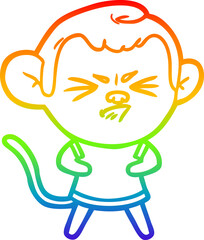 rainbow gradient line drawing cartoon annoyed monkey