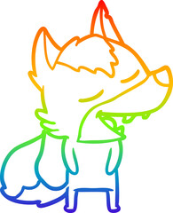 rainbow gradient line drawing cartoon wolf laughing