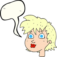 comic book speech bubble cartoon female face
