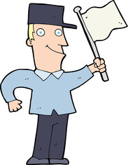 cartoon man waving flag