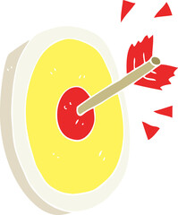 flat color illustration of a cartoon arrow hitting target
