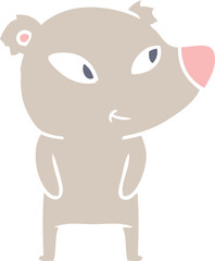cute flat color style cartoon bear