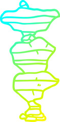 cold gradient line drawing cartoon of stacked stones