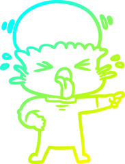 cold gradient line drawing disgusted cartoon alien